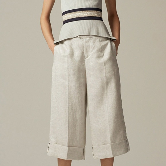 KAELEN Shimmer linen wide leg crop pants - Picture 7 of 7